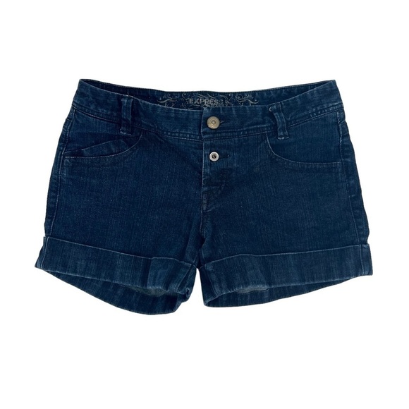 Express Jeans Cuffed Hem Button Fly Jean Shorts Size 4 Women’s - Picture 1 of 7